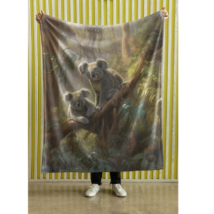 Antike australische Koala-Eukalyptuswald-Kunst Fleecedecke