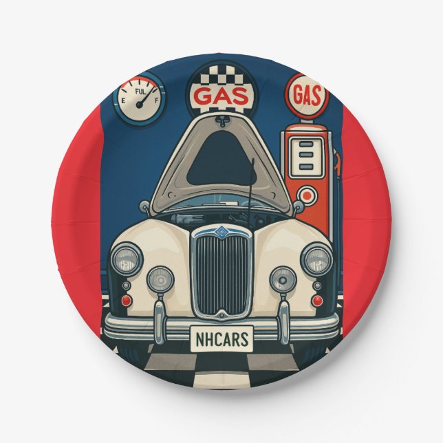 Antike Autodarstellung Pappteller (Vorderseite)