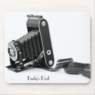 antike Balgkamera mit Filmrolle Mousepad