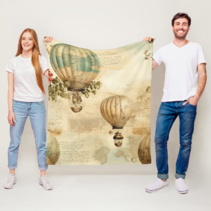 Antike Ballon-Pfingstrose Botanische Reise Fleecedecke
