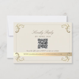 Antike Barock Creme Gold Hochzeit RSVP Karte