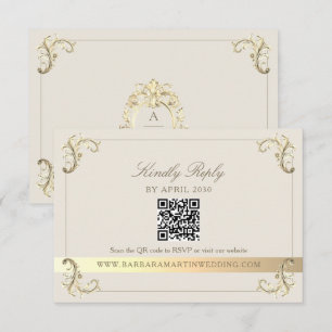 Antike Barock Creme Gold Hochzeit RSVP Karte