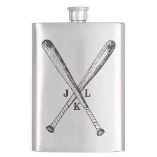Antike Baseballschläger mit Monogramm Flachmann