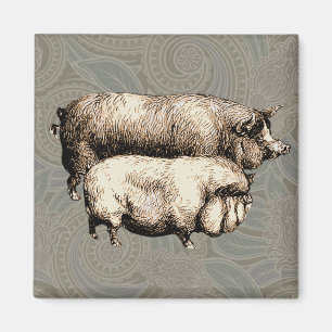 Antike Bauernhaus-Schweine-Landwirtschaft - Antiqu Magnet