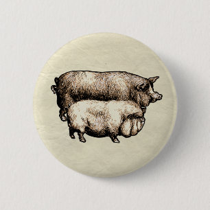 Antike Bauernhaus-Schweine-Landwirtschaft Antiquit Button