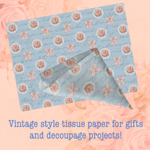 Antike Beschriftung Vintage-Rosen Toile-Schleifen Seidenpapier