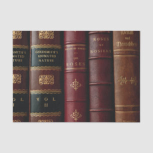 Antike Bibliothek Dunkles Leder Buchrücken Dekouse Seidenpapier
