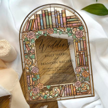 Antike Bibliotheksbücher Buntglas-Bogen-Hochzeit
