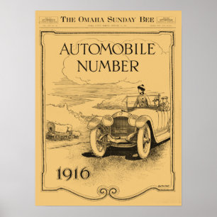 Antike Bienen-Automobilabschnitt 1916 Omahas Poster