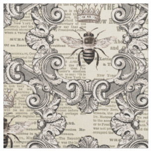 Antike Bienen und Zeitungspapierdruck Stoff