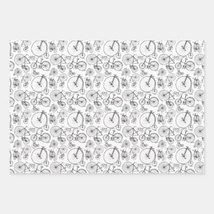 Antike Bikes und Fahrräder Muster CUSTOM FARBE Geschenkpapier Set