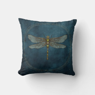 Antike Blaue Himmlische Mystische Libelle Kissen
