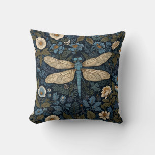 Antike blaue Libelle Kissen