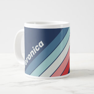 Antike Blaue Meeresstreifen mit Namen Jumbo-Tasse