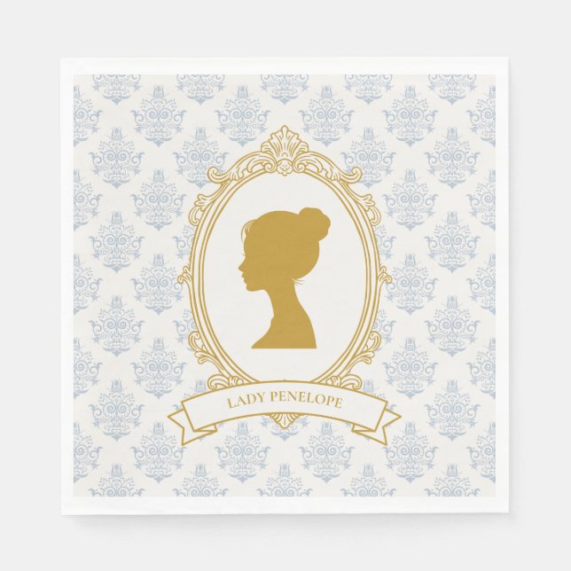Antike Blaue Regency-Cameo-Brautparty Serviette (Vorderseite)