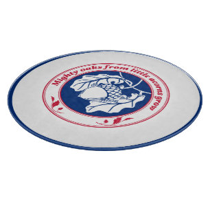 Antike Blaue Rote Sprichwort Eiche Eichel Blätter Schneidebrett