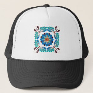 antike blaue Schmetterlinge und Rosette Truckerkappe
