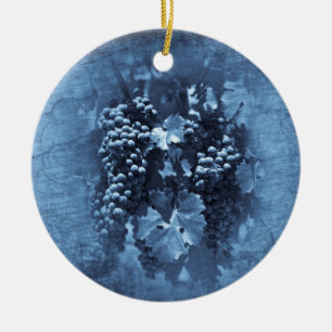 Antike Blaue Trauben Gips Keramik Ornament