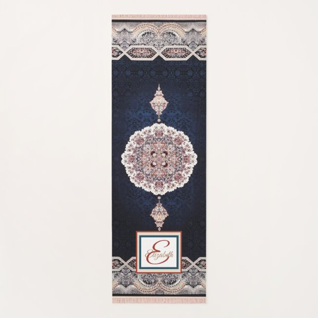 Antike Blaue Türkisch Persischer Teppich Rug Yogamatte (Vorderseite)