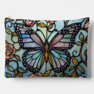 antike Bleiglas-Blaue-Schmetterlings-Kunst Zubehörtasche