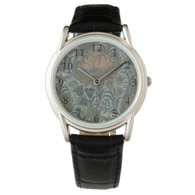 Antike Blume Morris Garden Blumengarten Armbanduhr (Vorderseite)