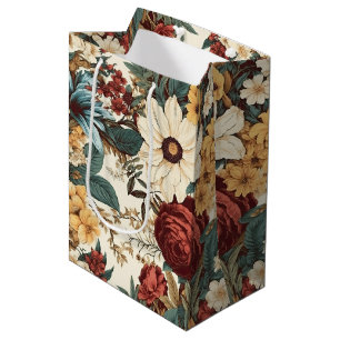 Antike Blumen aus Rosen, Tulpen, Lilien und Gänseb Mittlere Geschenktüte