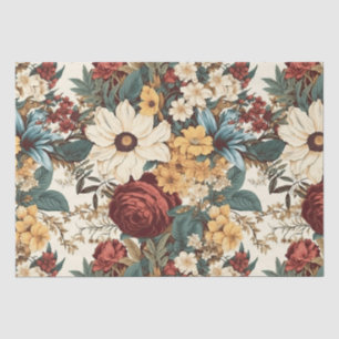 Antike Blumen aus Rosen, Tulpen, Lilien und Gänseb Seidenpapier
