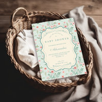 Antike Blumen-Baby-Shower mit Muschelrand