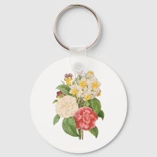 Antike Blumen Camelia Osterglocken Blumen von Redo Schlüsselanhänger