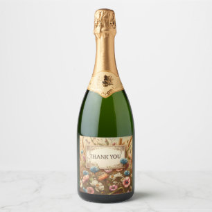 antike Blumen Champagnerflaschenetikett
