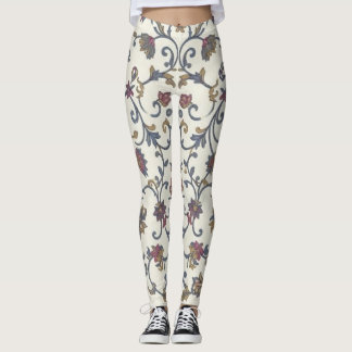 Antike Blumen-Damaskus-Leggings mit aufwendigem Vi Leggings