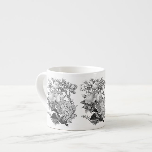 Antike Blumen Espresso Tasse (Vorderseite Links)