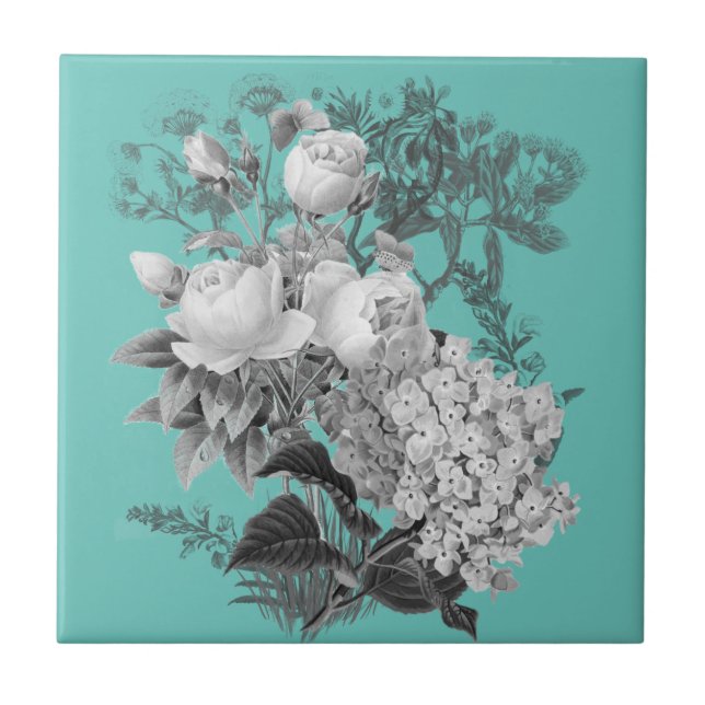 Antike Blumen Fliese (Vorderseite)