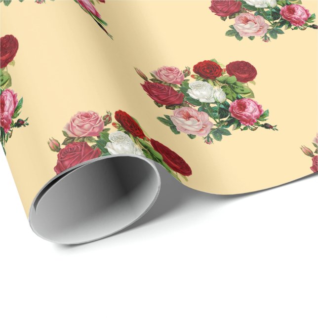 Antike Blumen Geschenkpapier (Rolleneckpunkt)