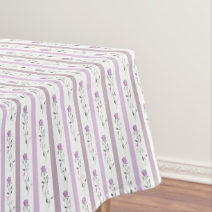 Antike Blumen gestreifte Muster weiß beige rosa Tischdecke