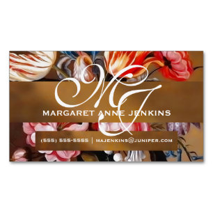 Antike Blumen in einer Vase   Monogramm-Magnet Magnetische Visitenkarte