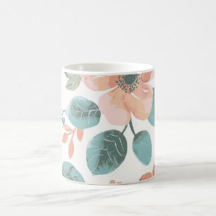 Antike Blumen-Kaffeetasse   Pfirsich- und Minzflor Kaffeetasse