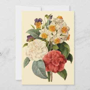 Antike Blumen, Kamelien und Narzissen, Redoute Einladung