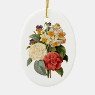 Antike Blumen, Kamelien und Narzissen, Redoute Keramikornament