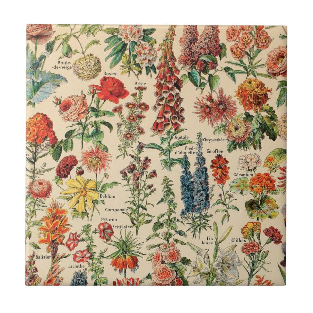 Antike Blumen Keramikfliese (Vorderseite)