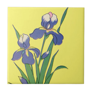 Antike Blumen, lila Frühlingsgarten-Schwertlilienb Fliese