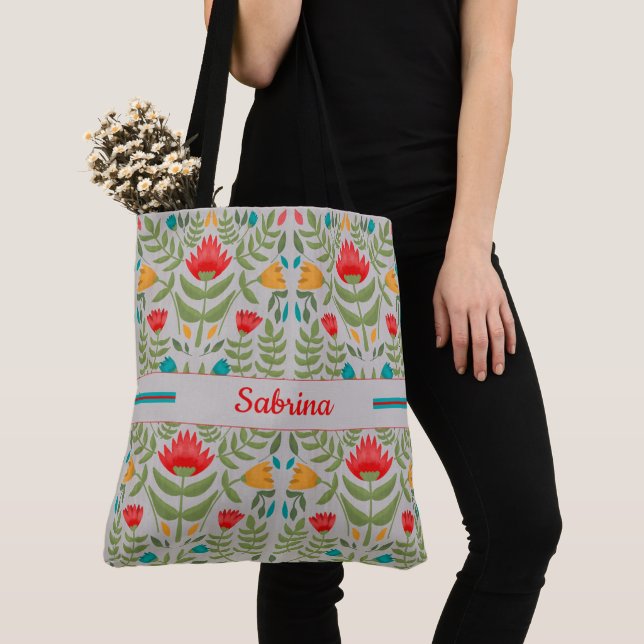 Antike Blumen-Monogramm-Tasche Tasche (Von Nahem)