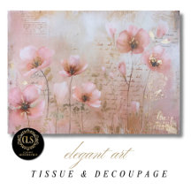Antike Blumen Rosa und Gold Decoupage