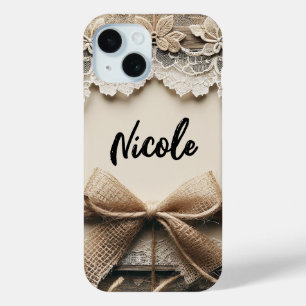 Antike Blumen-Spitze-Jute-Rustikale Hochzeit  Case-Mate iPhone Hülle