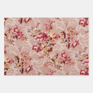 Antike Blumen Tapete Pastellrosa Muster Geschenkpapier Set