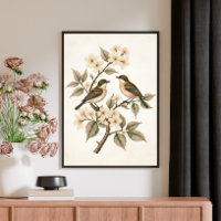 Antike Blumen Vögel Botanische Kunst