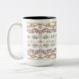 Antike Blumendamaske-Tasse | Elegante Viktorian Zweifarbige Tasse