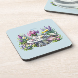 Antike Blumengesellschaft zum Tee im Garten Getränkeuntersetzer