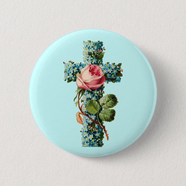 Antike Blumenkreuz Button (Vorderseite)