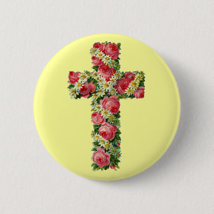Antike Blumenkreuz Button